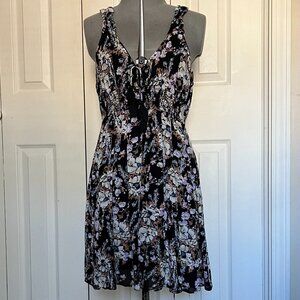 Free People Washed Ashore Floral Mini Dress Black Purple XS